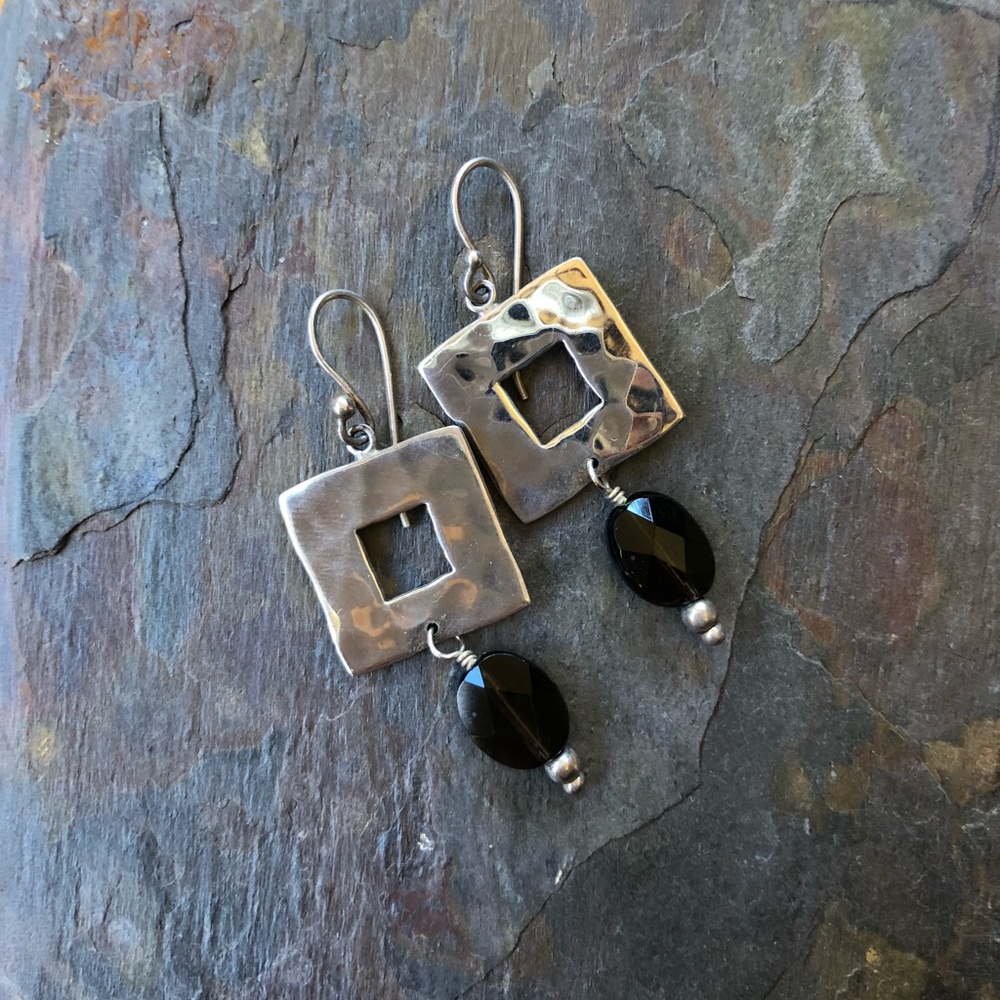 Sterling and smoky quartz drop earrings